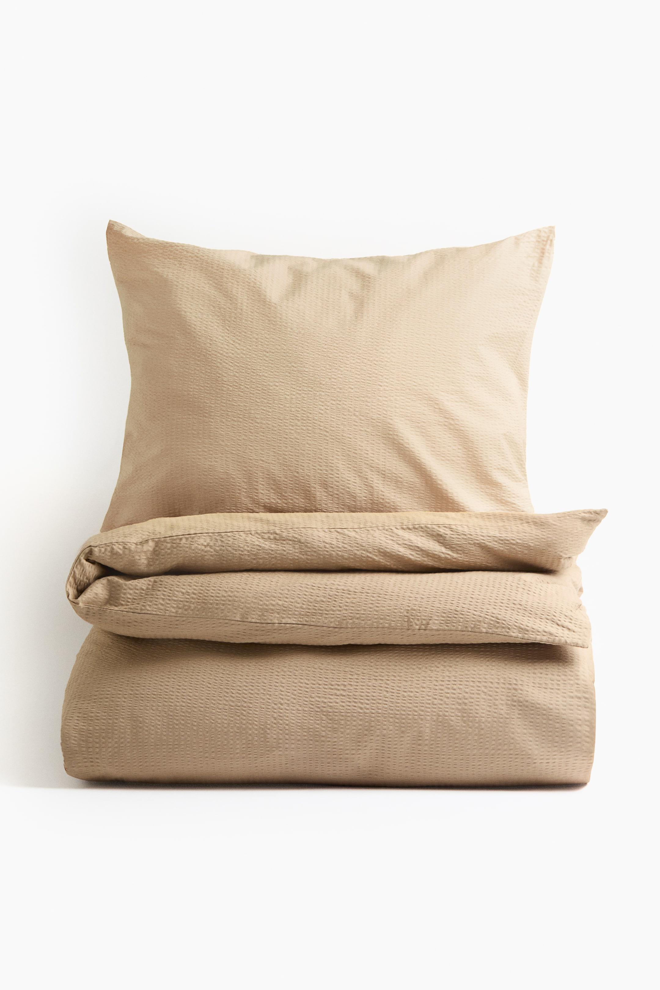 View larger image: Seersucker Twin Duvet Cover Set - Dark beige - Home All | H&M US 1