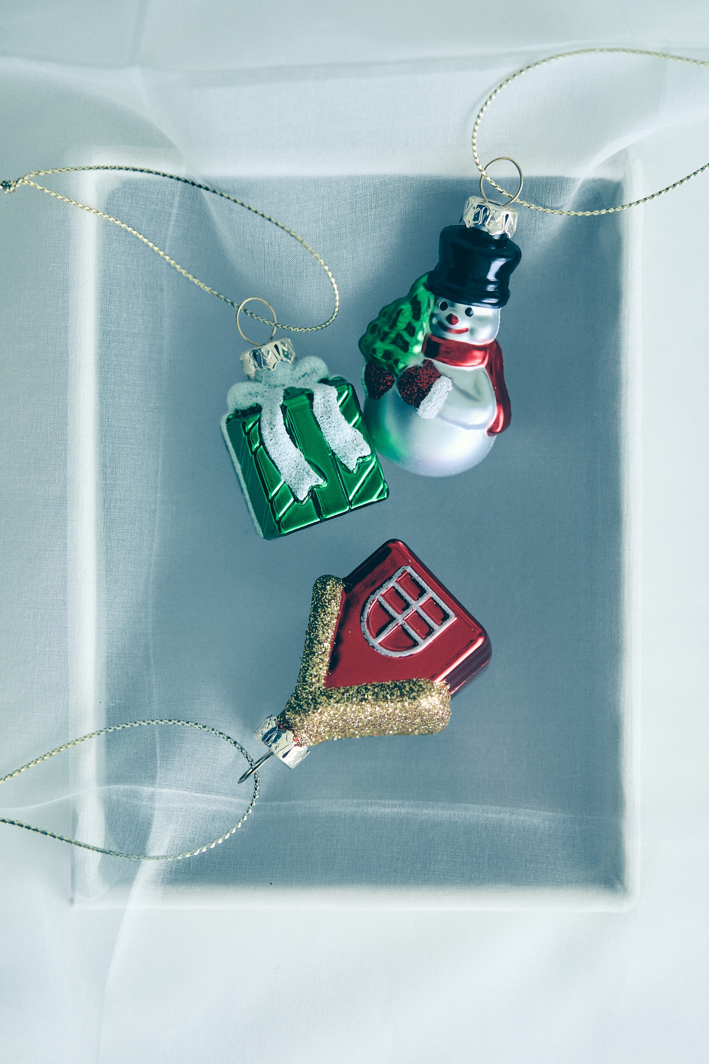 Σετ με 6 χριστουγεννιάτικα στολίδια - Κόκκινο/πράσινο/Ασημί