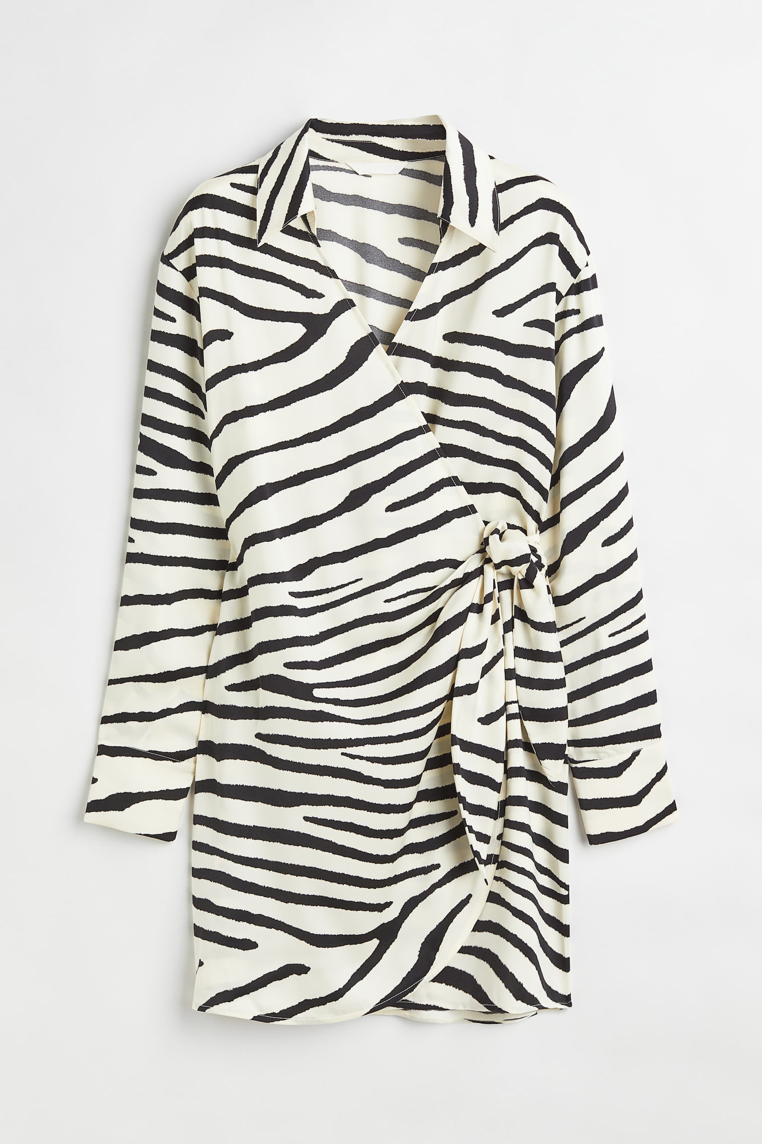 Satin Wrap Shirt Dress - Cream/Zebra print/Black/Zebra print/Black/Pink/Bright green - 2