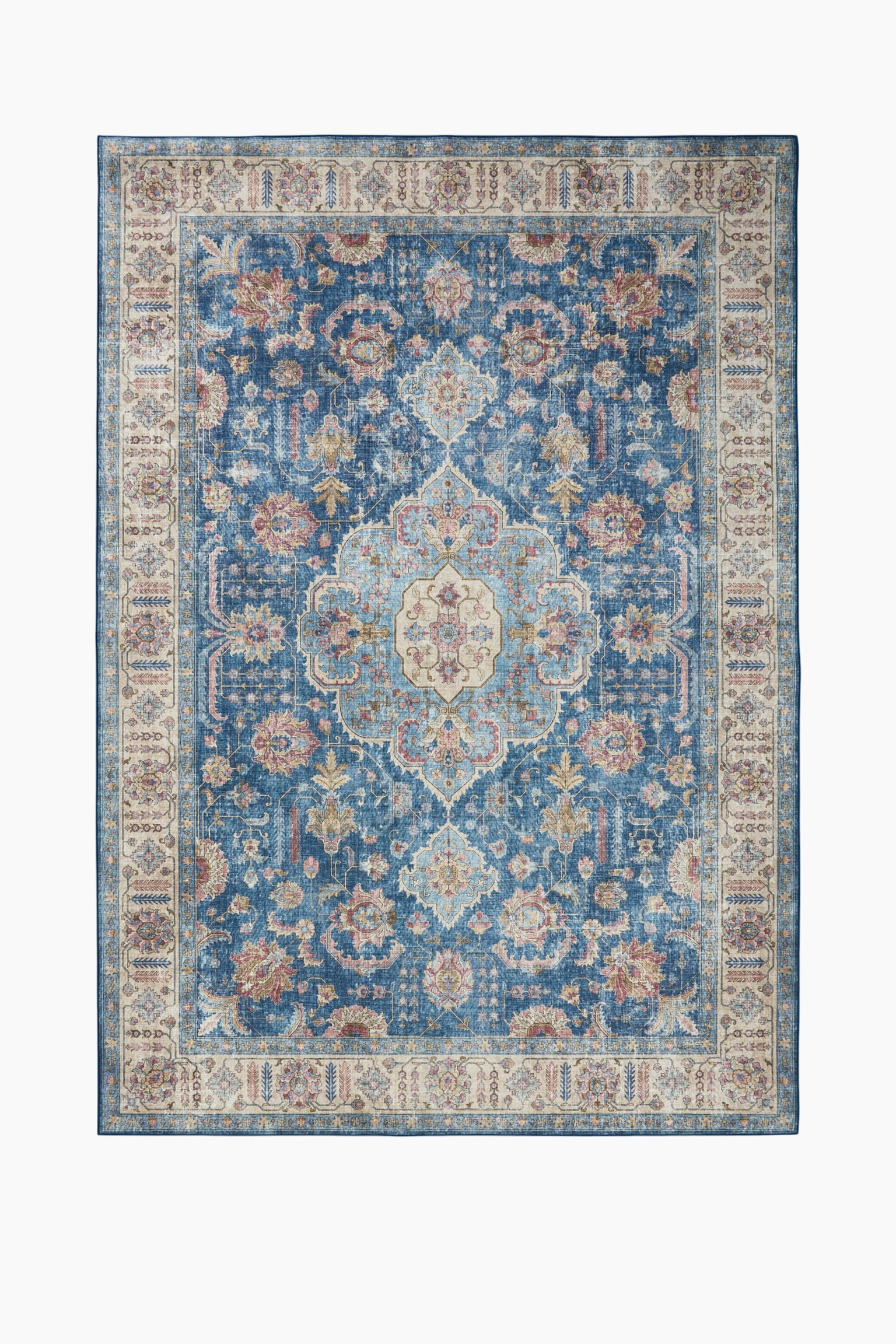 Tappeto Lavabile Laury - Blu/Beige - 1