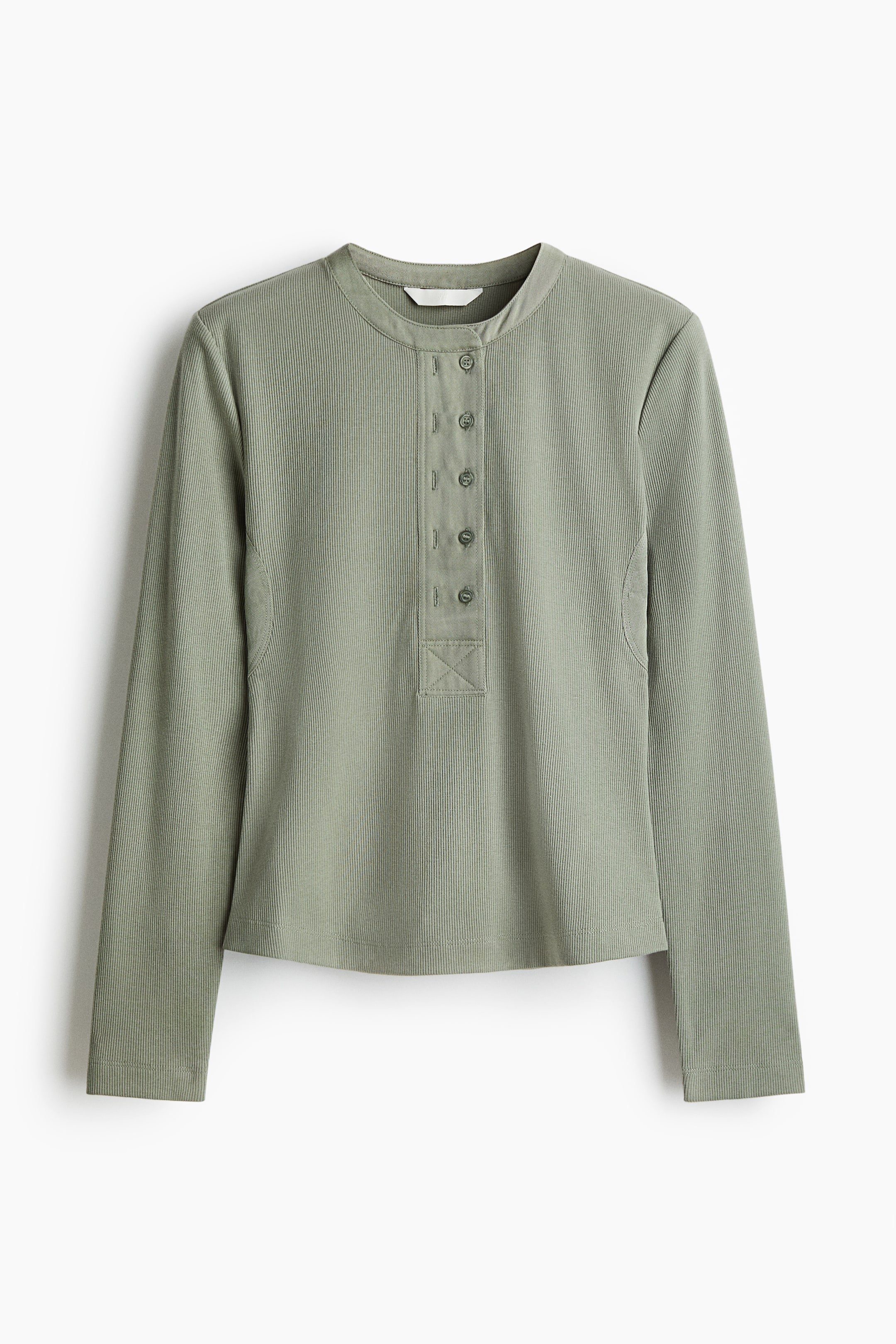 이미지 확대 보기: Rib-knit top - 라이트 더스티 그린 - 여성 | H&M KR 5