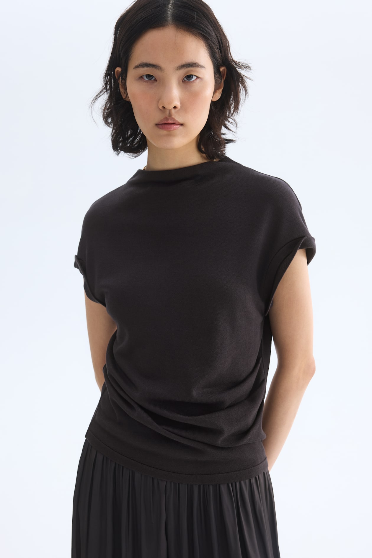 Draped Fine-Knit Top - image 4