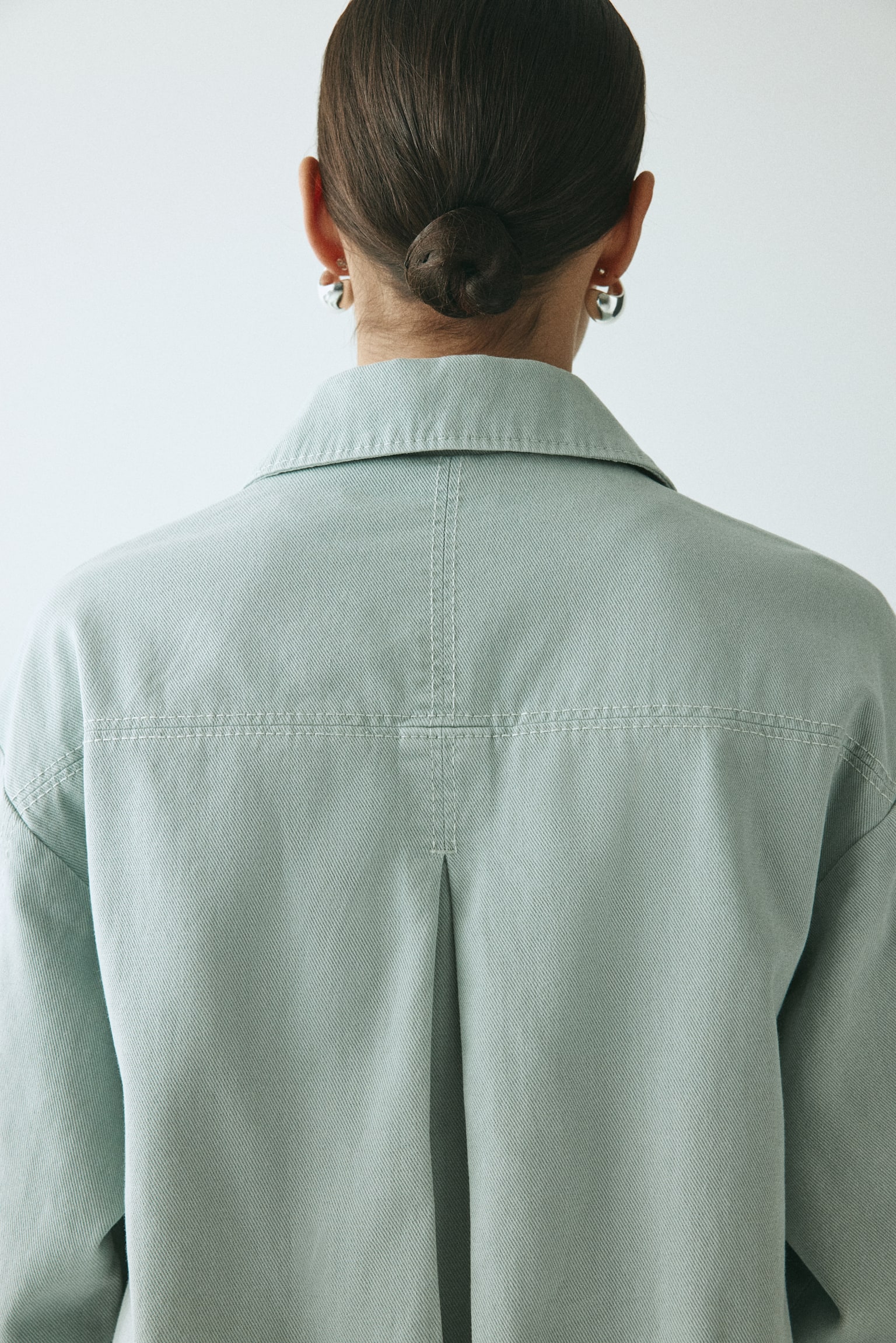 Collared bomber jacket - Light turquoise/Light grey/Pinstriped/Olive green/Grey/Light beige/Checked - 5