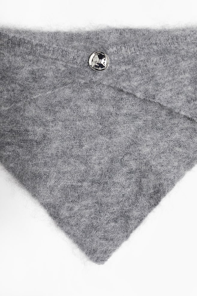 Pañuelo triangular en mezcla de mohair - Gris jaspeado/Crema/Beige oscuro - 3