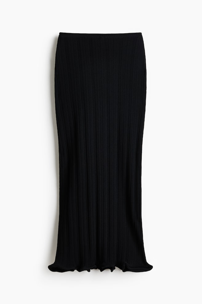 Rib-Knit Skirt - Black - 1