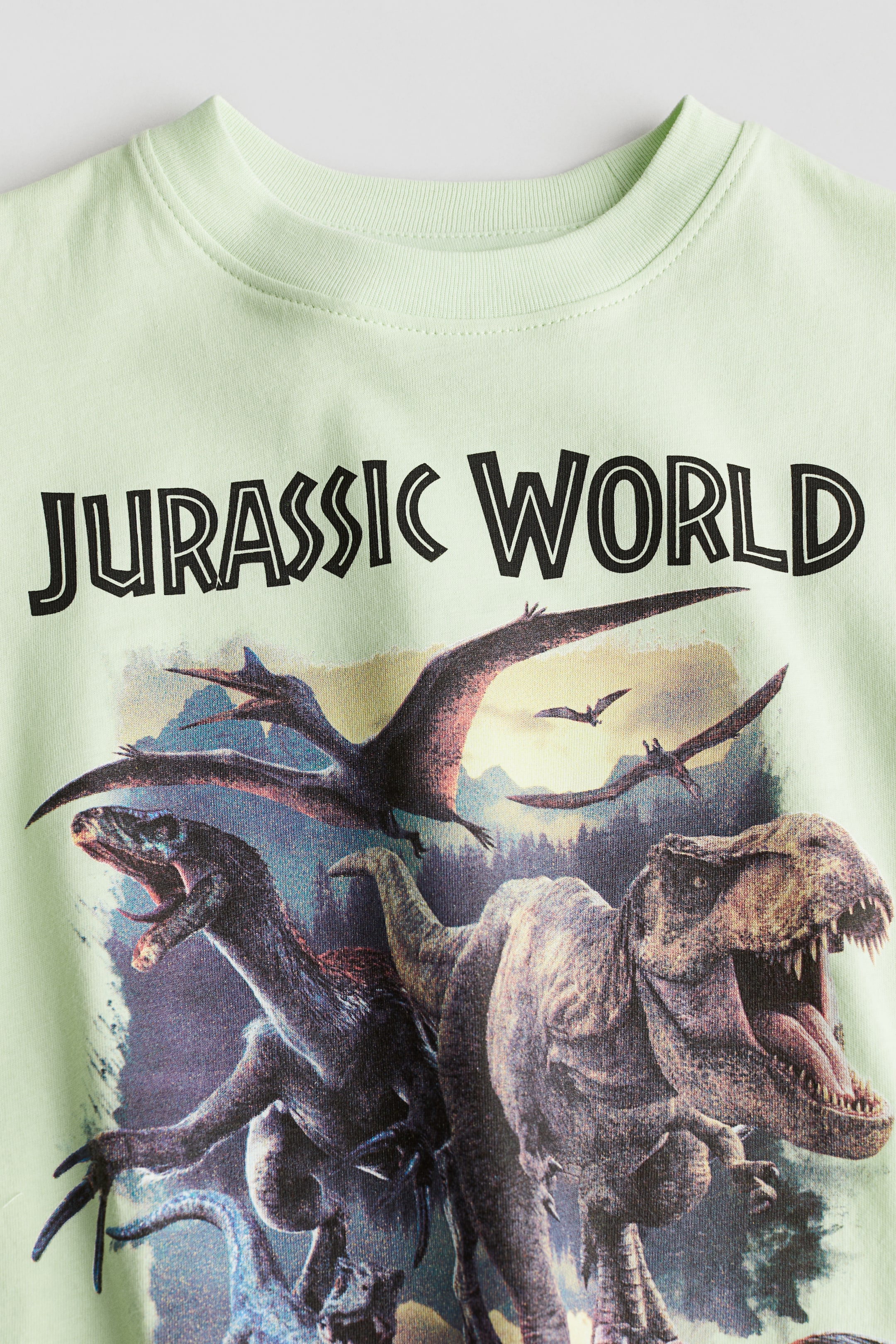 Printed T-shirt - Light green/Jurassic World - Kids | H&M CA