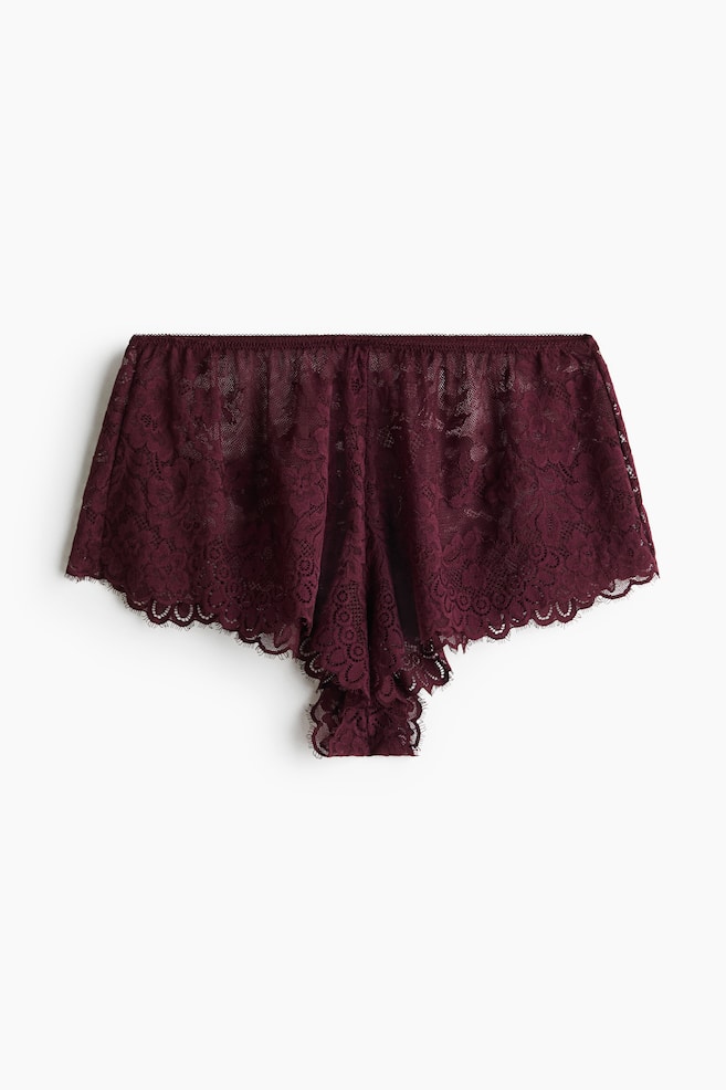 Spitzenslip Shortie - Weinrot/Schwarz - 1