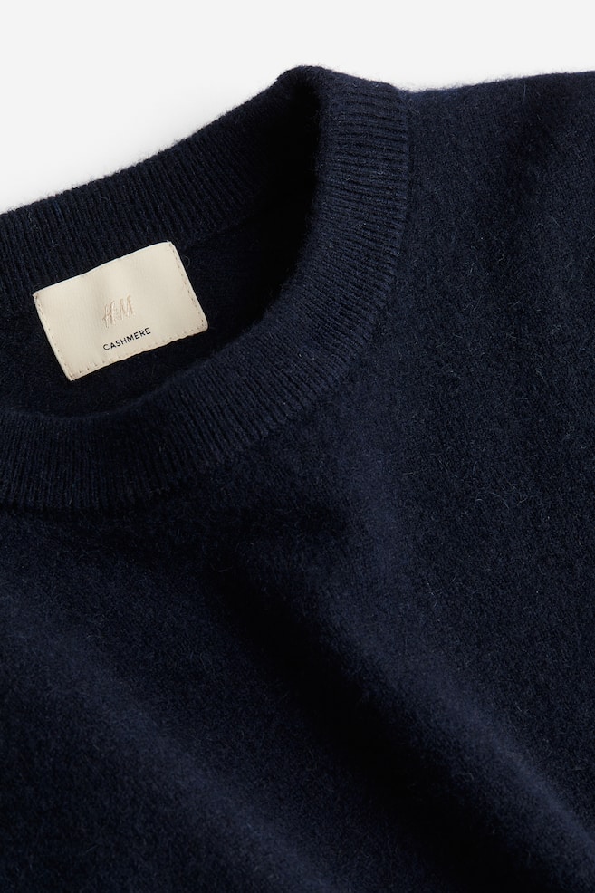 Pullover oversize in cashmere - Blu navy/Beige scuro - 5
