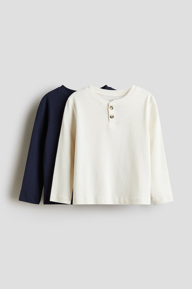 2-pack Henley tops - Dark blue/White - 1