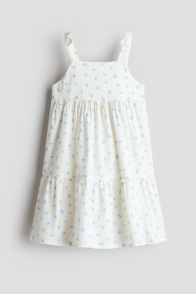 Tiered Cotton Dress - White/floral/Pink/white striped/Light purple/floral - 1