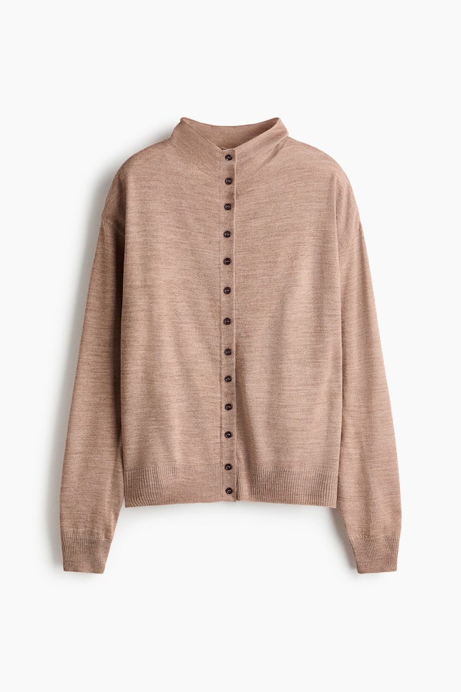 Gilet à col cheminée - Beige chiné - 1