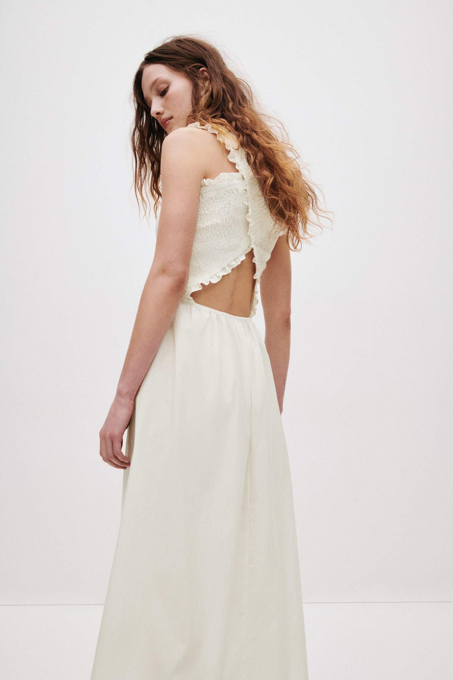 Smocked poplin dress - White - 6