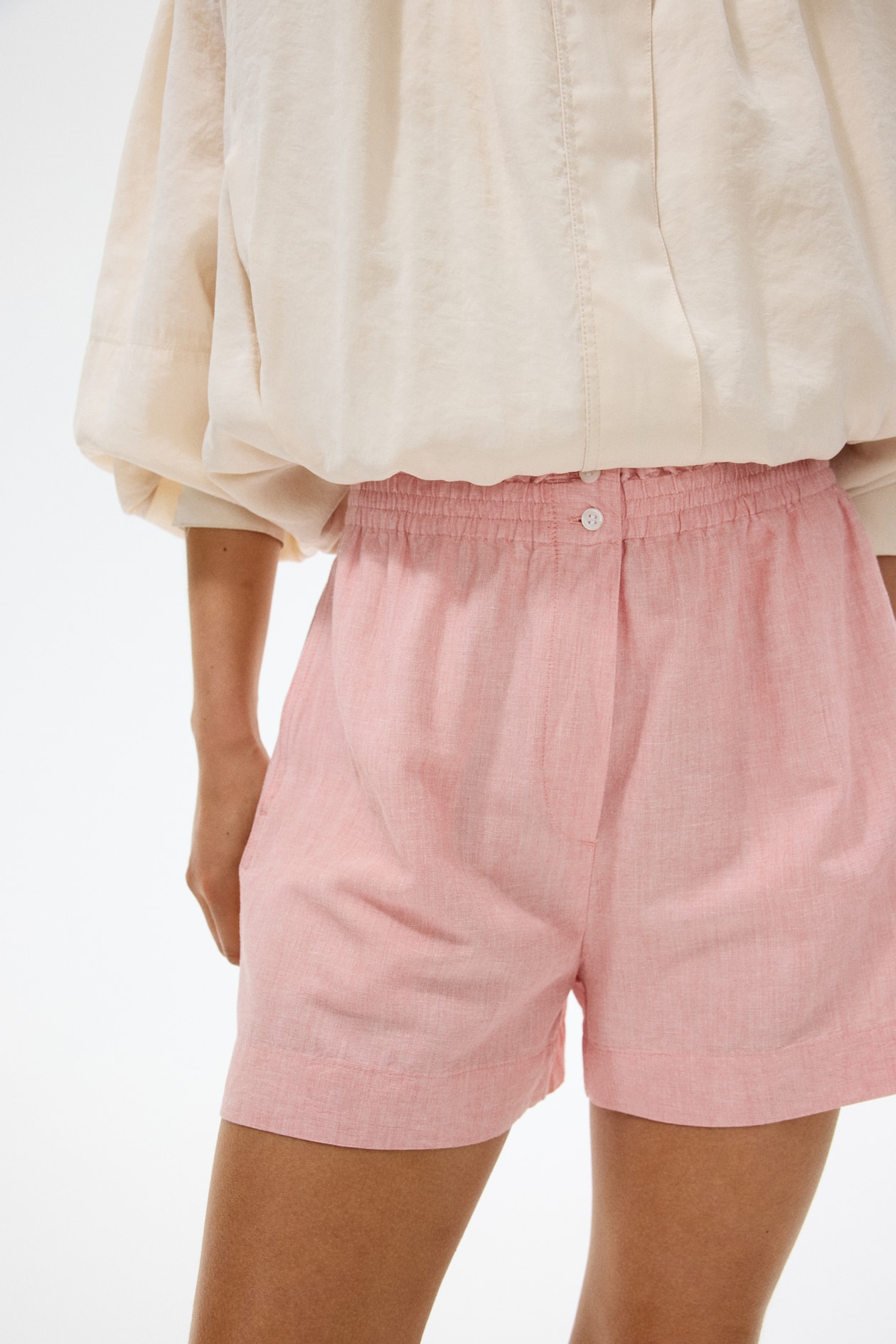 Linen-Blend Paper-Bag Shorts - image 4