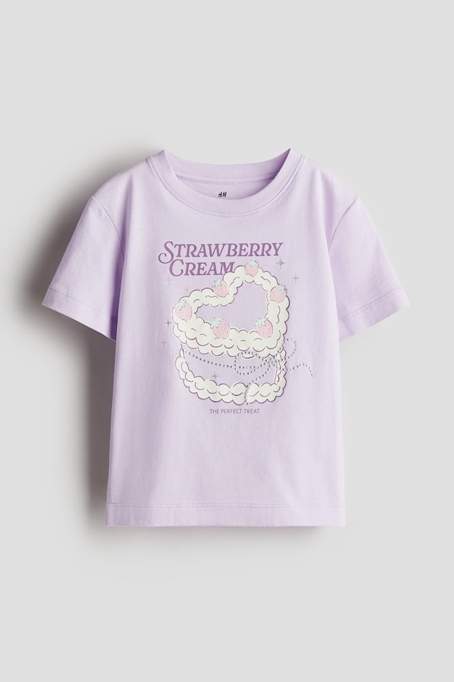 Motif-detail t-shirt - Light purple/Strawberry Cream/Mint green/ice cream/Light pink/bows - 1