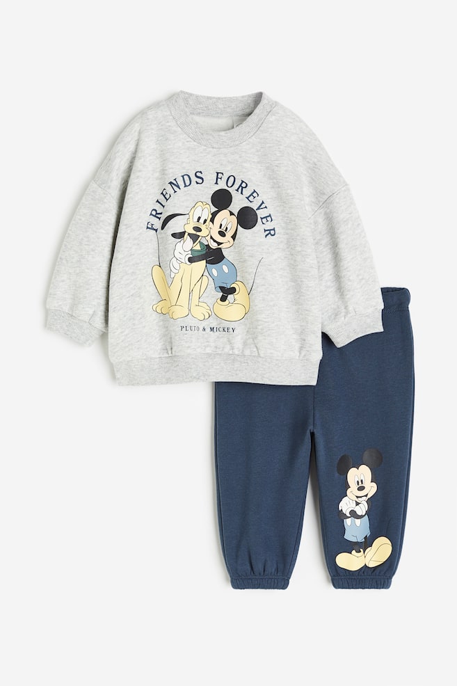 2-delt sweatshirtsæt - Lysegråmeleret/Mickey Mouse/Turkis/Mickey Mouse/Lys beige/SmileyWorld®/Mørkegrå/Mickey Mouse/dc/dc/dc/dc - 1