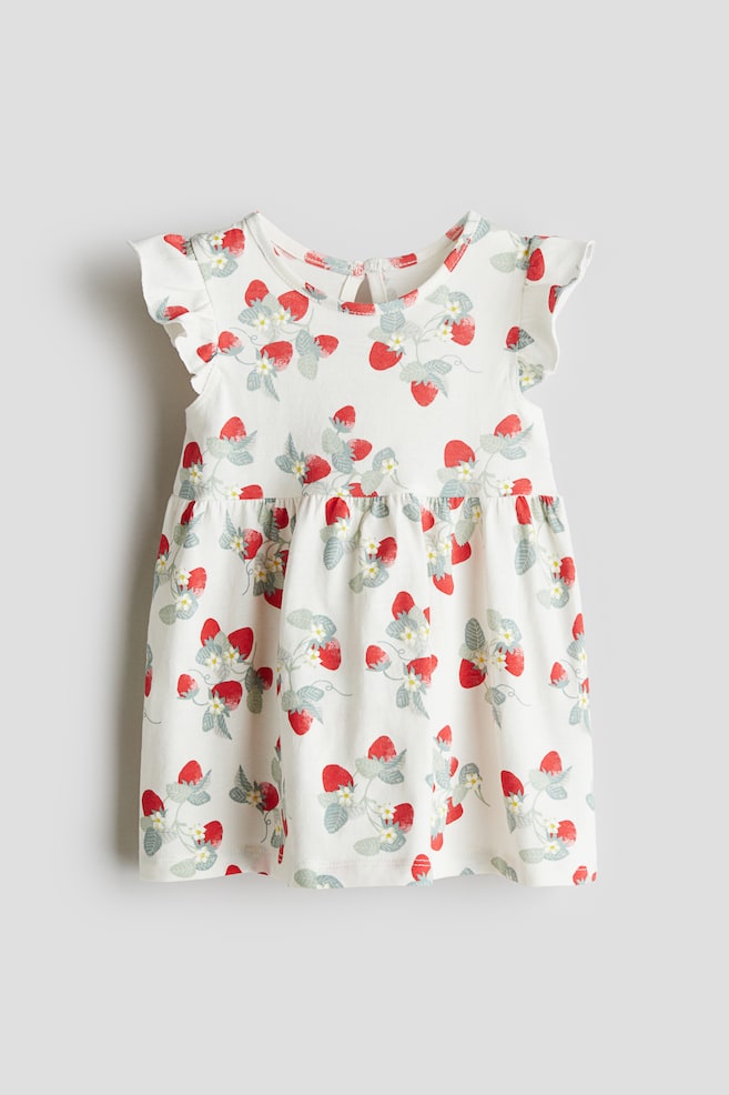 Printed cotton dress - White/Strawberries/Peach/Dogs - 1