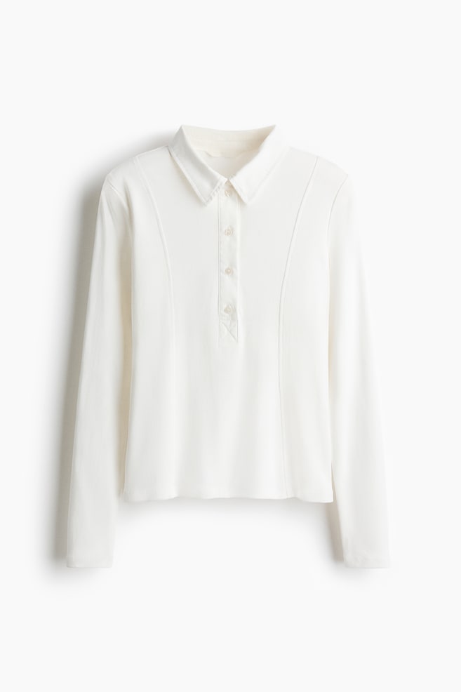 Fitted polo shirt - White/Light blue/Beige - 1