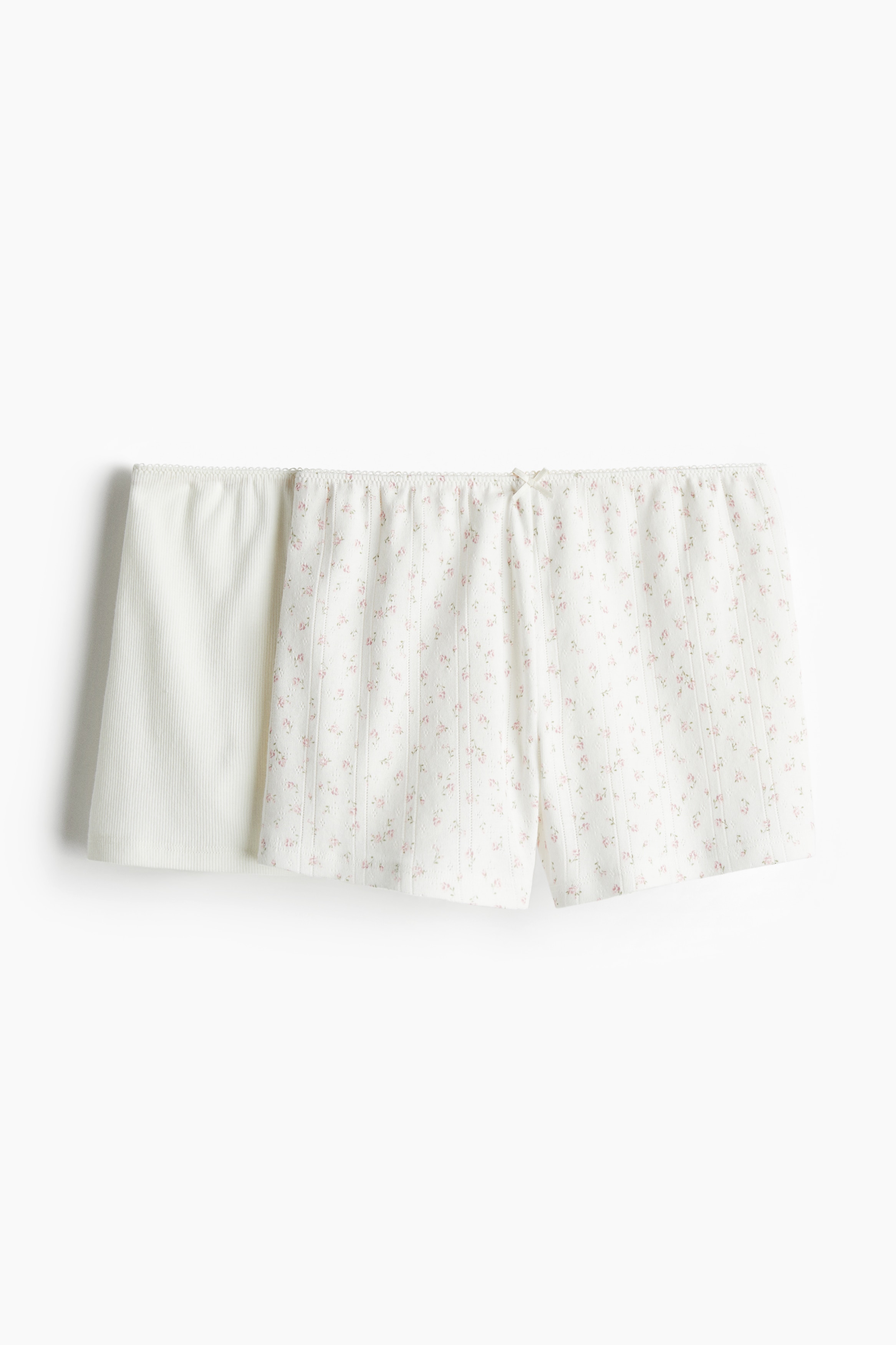 2-pak natshorts - Hvid/Blomstret