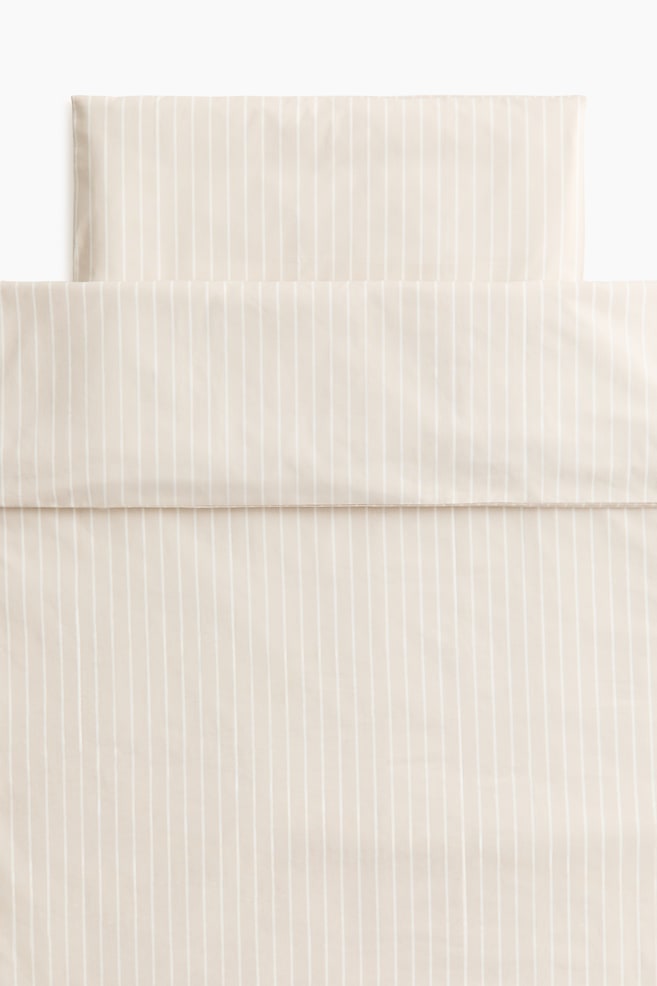 Cotton Percale Crib Duvet Cover Set - Light beige/striped/Light pink/striped - 1