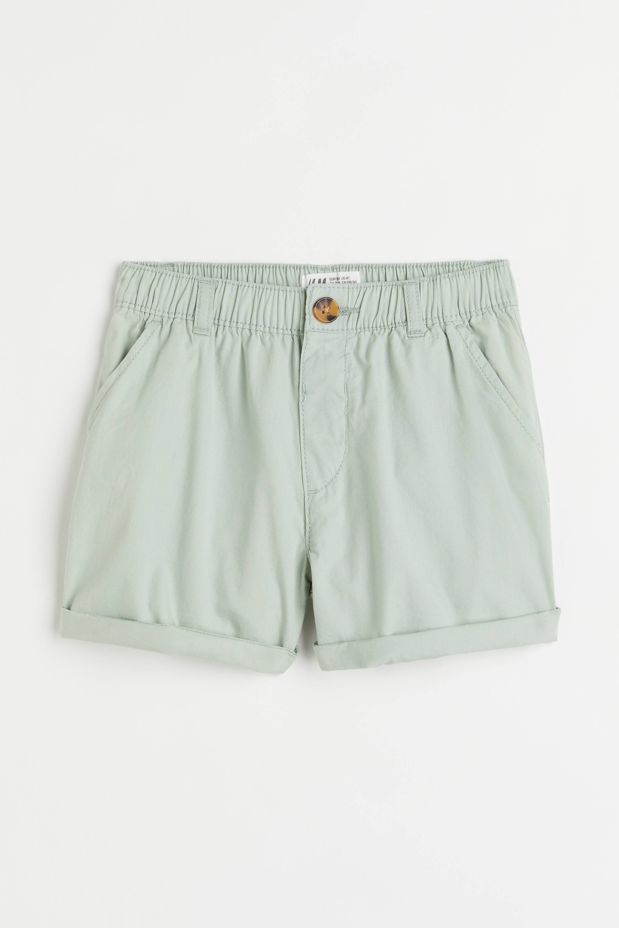 View larger image: Cotton poplin shorts - Light green - Kids | H&M 1