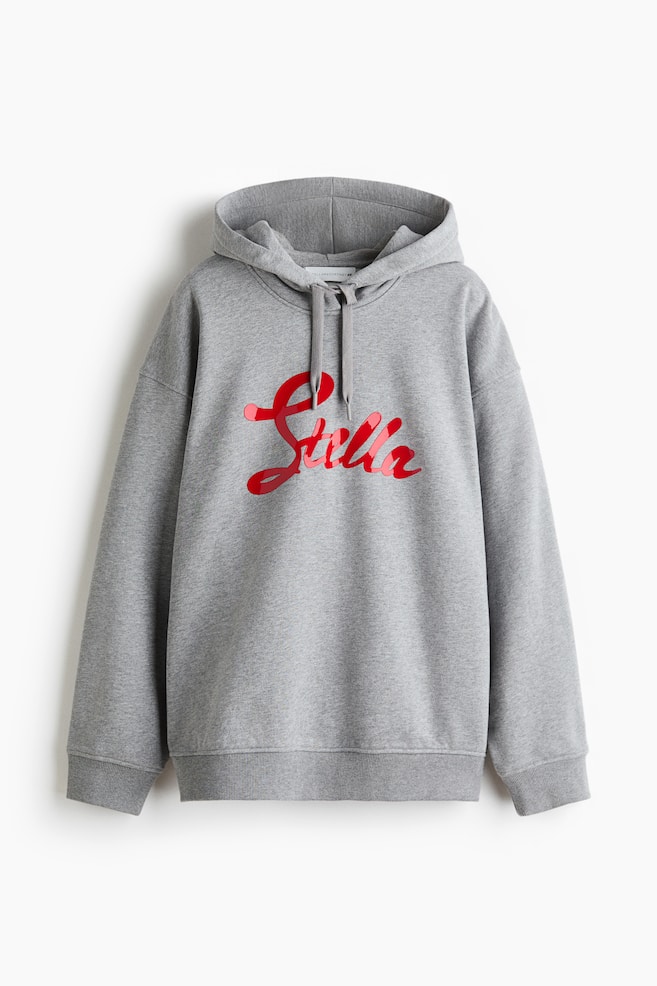 Sweatshirt de capuz em algodão estampado - Cinzento mesclado - 1