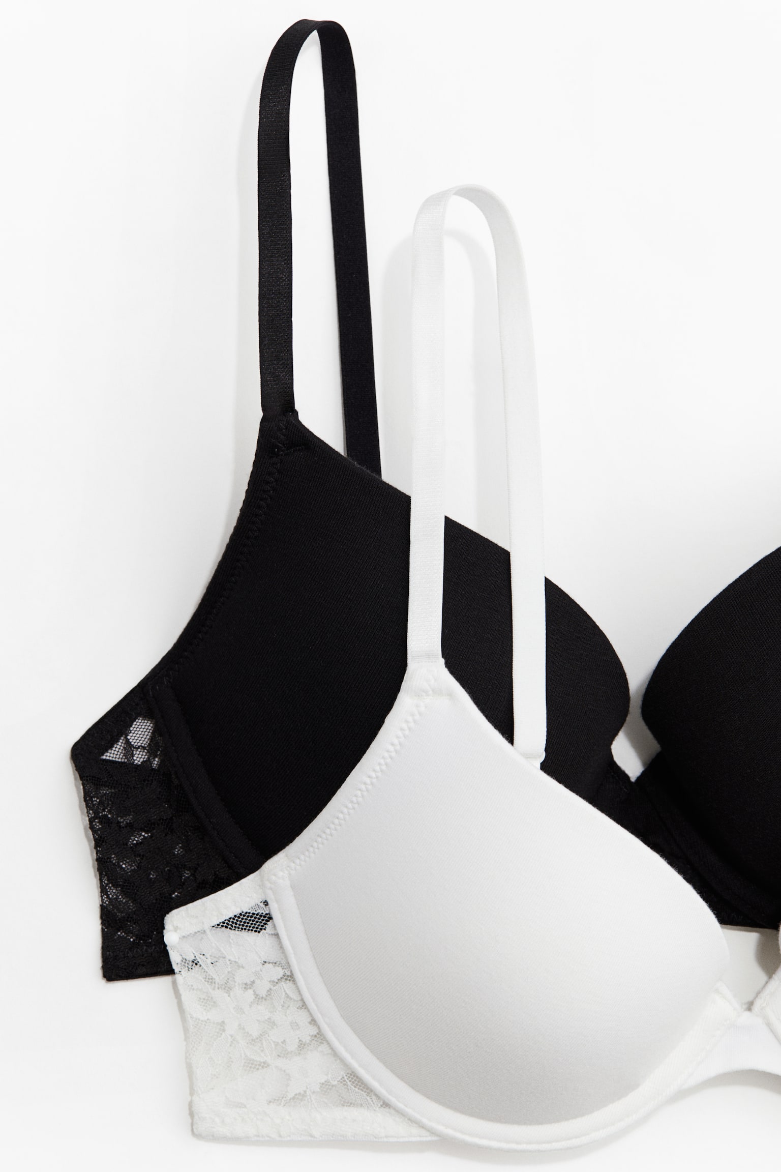 2-pack cotton push-up bras - White/Black/Beige/Black/Pink/Pigeon blue - 3