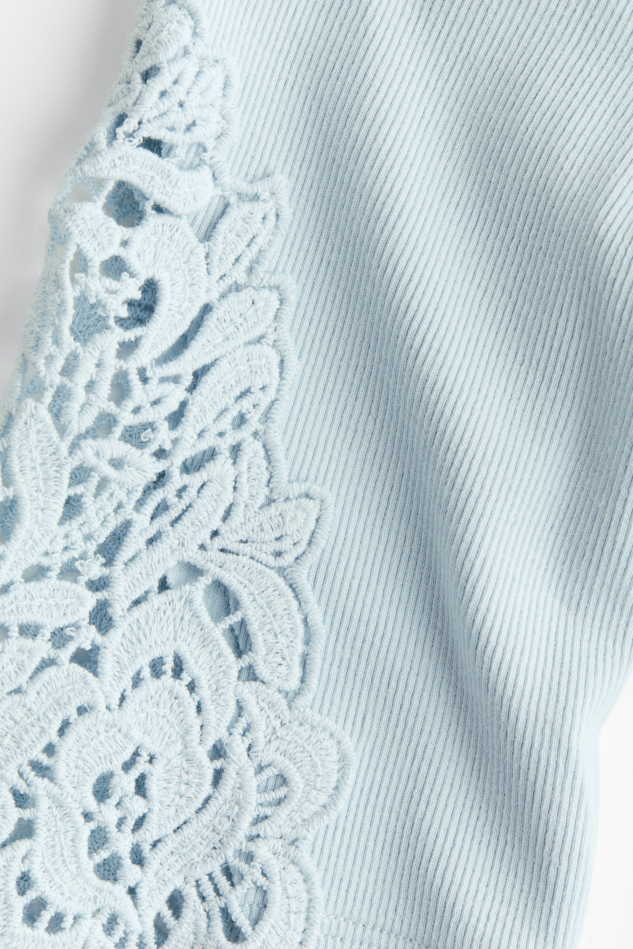 Ribbed Lace-Inset Top
