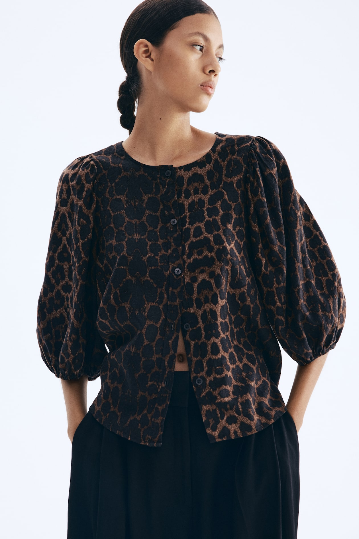 Linen-Blend Blouse
