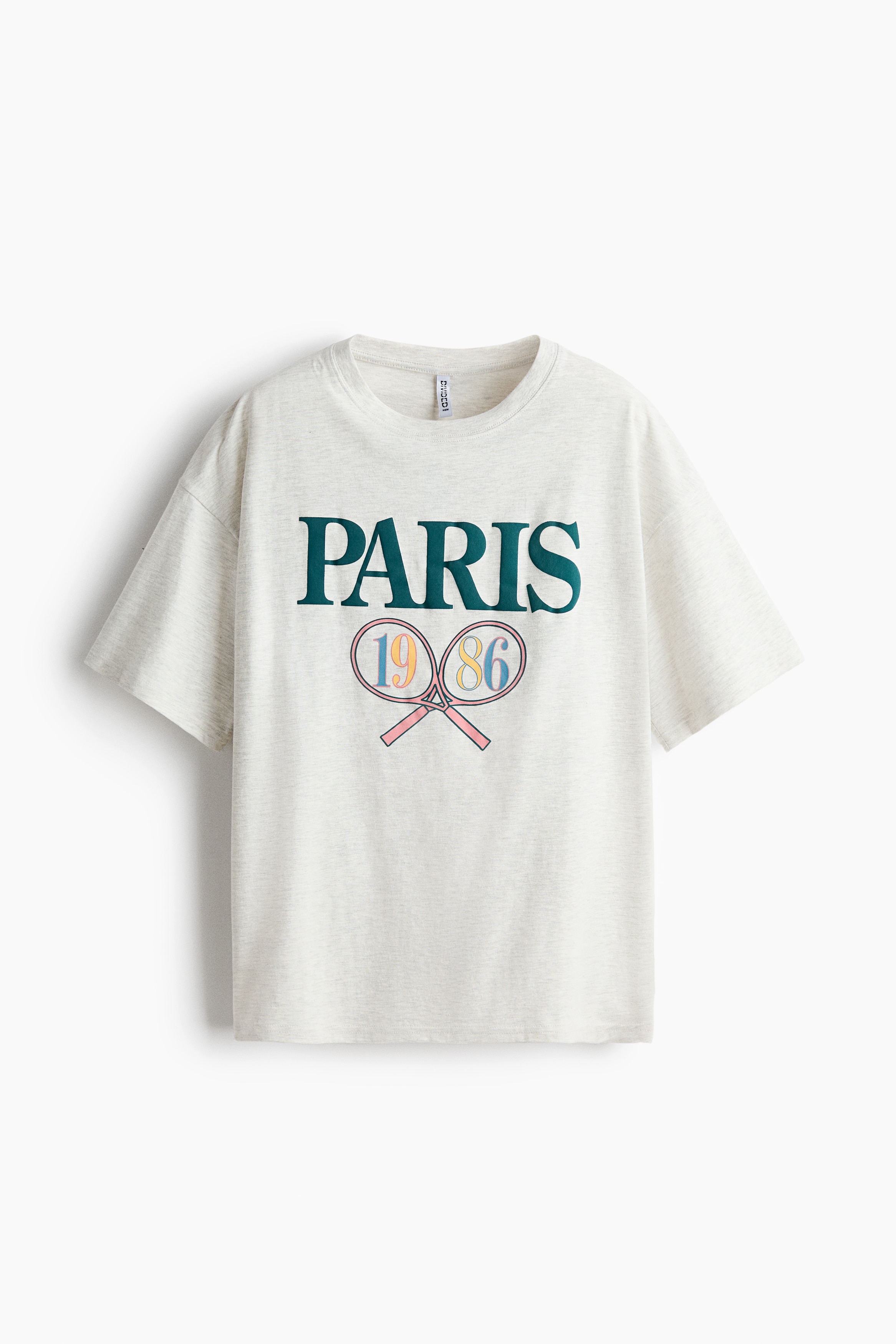 Oversized Printed T-Shirt - Light gray melange/Paris/Cream/Palo Alto 1986