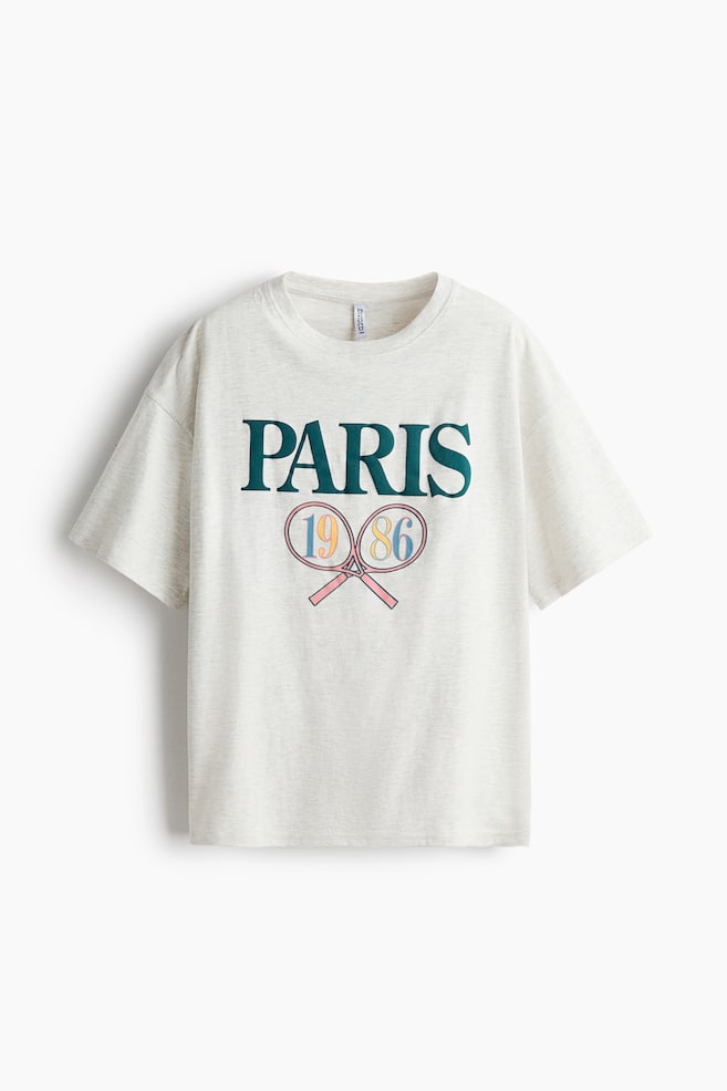 Oversized Printed T-Shirt - Light gray melange/Paris/Cream/Palo Alto 1986 - 1