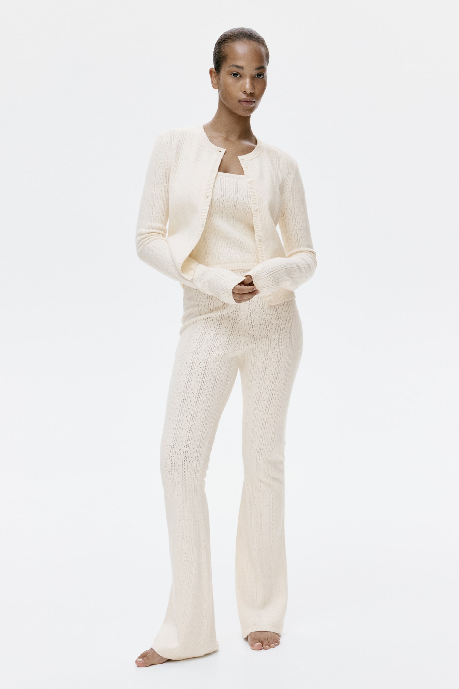 Gilet en maille pointelle - Beige clair - 6