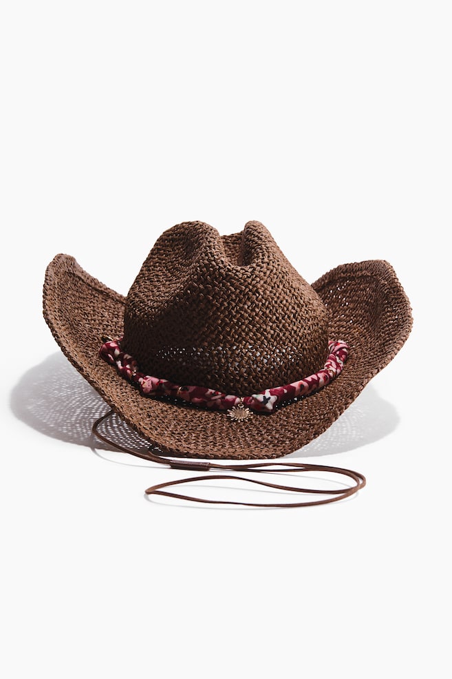 Straw Cowboy Hat - Dark brown/Beige - 1