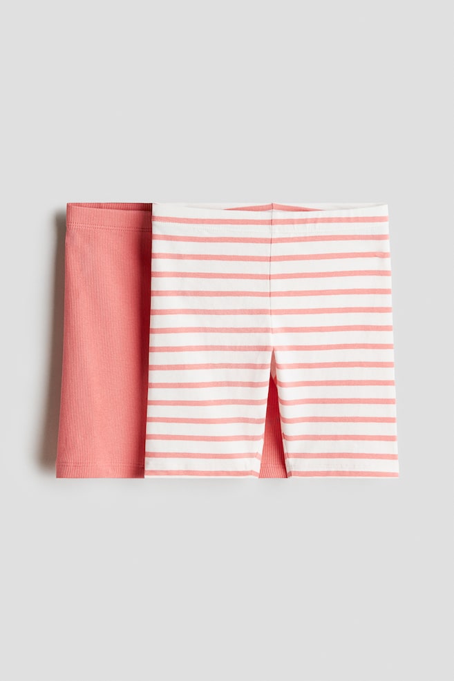 2-pack cycling shorts - Coral pink/Striped - 1