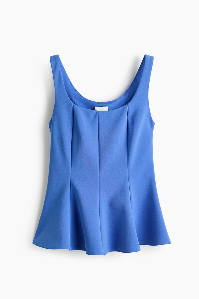 Sleeveless Peplum Top - Blue/Cream - 1
