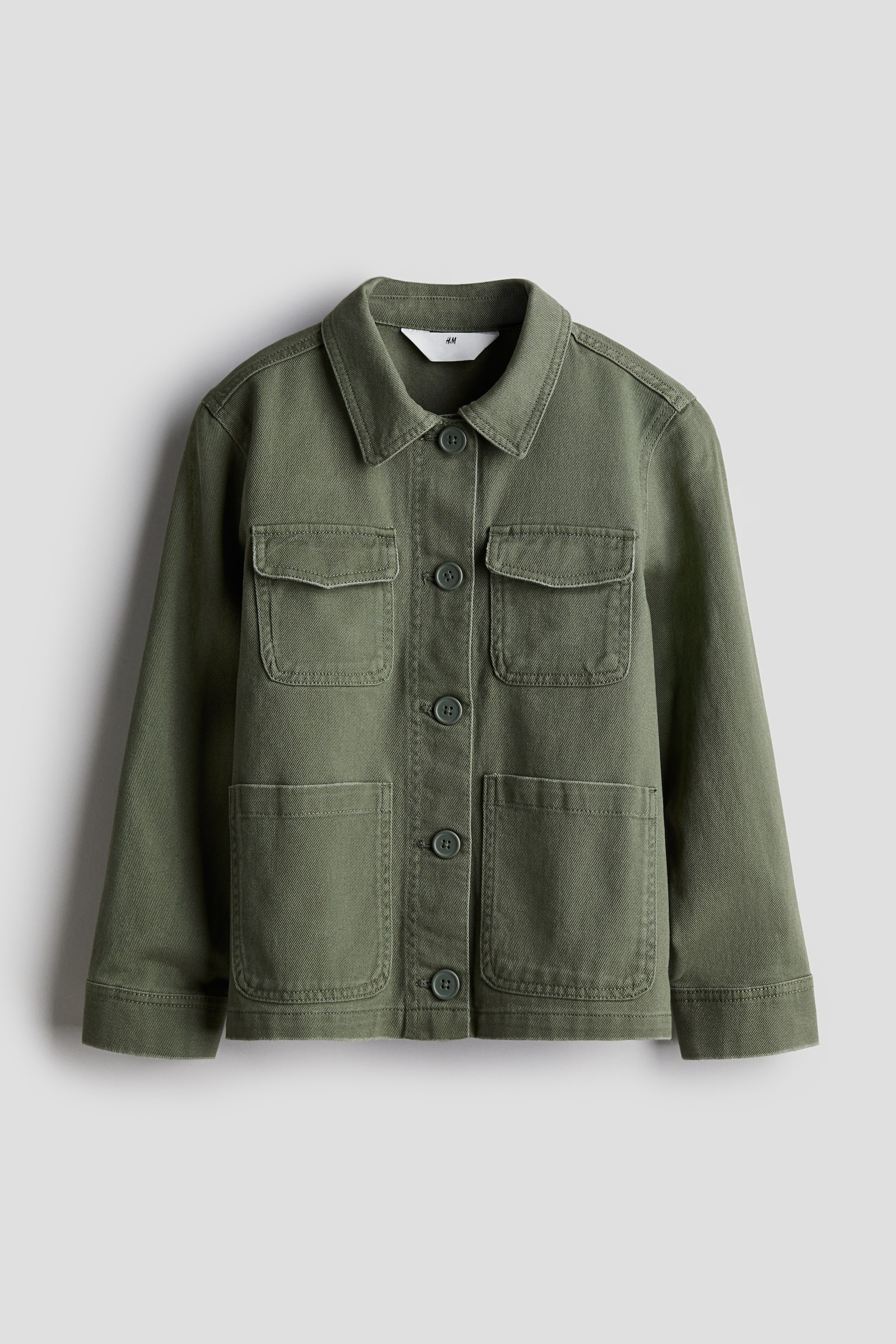 Twill Shirt Jacket - Khaki green/Denim black - 1