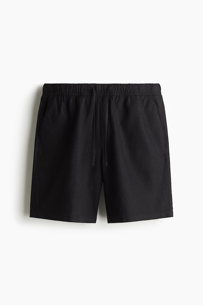 Relaxed Fit Linen-blend shorts - Black/Dark beige/Light beige/Navy blue - 1