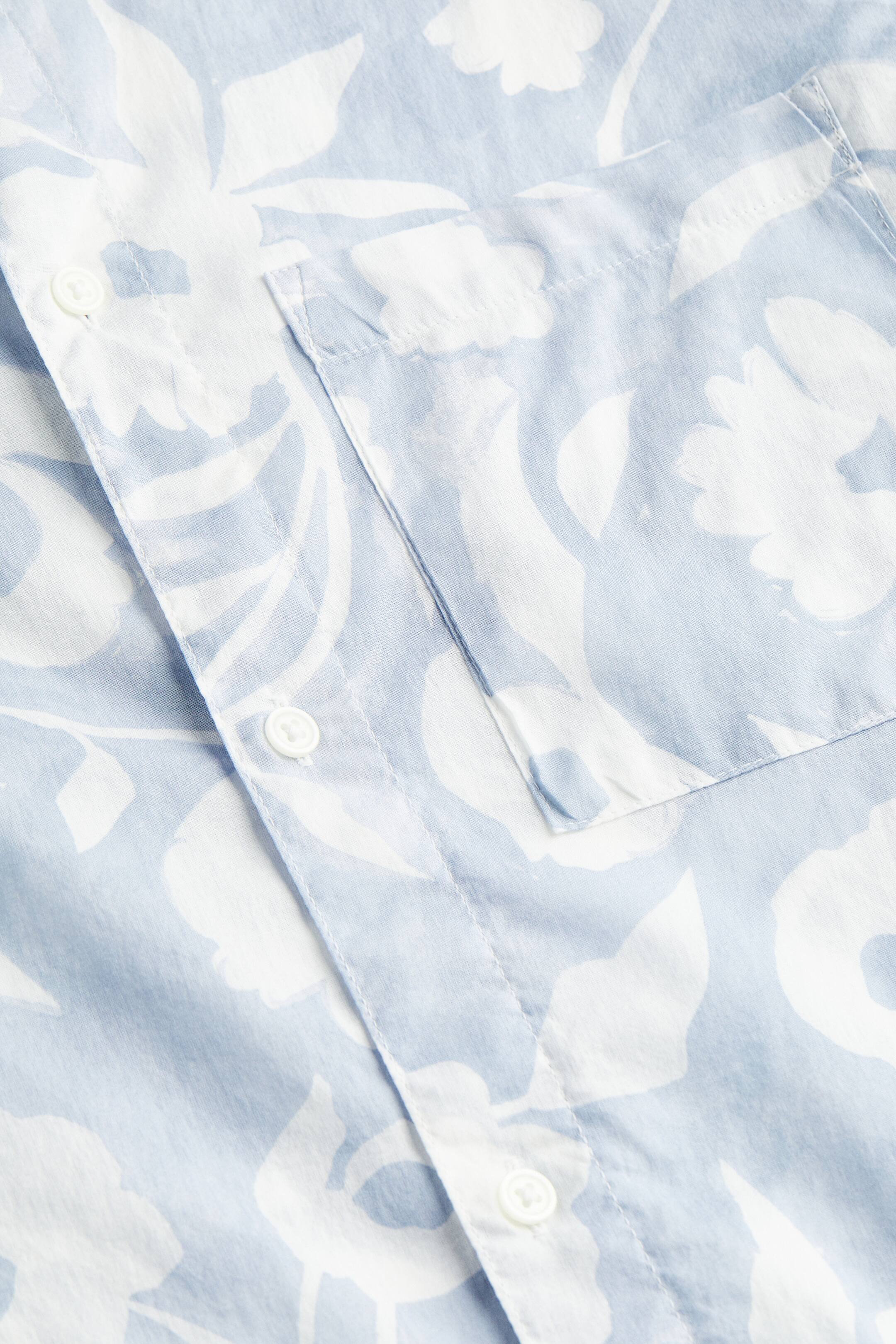 View larger image: Regular Fit Cotton Shirt - Light blue/floral - Men | H&M US 2