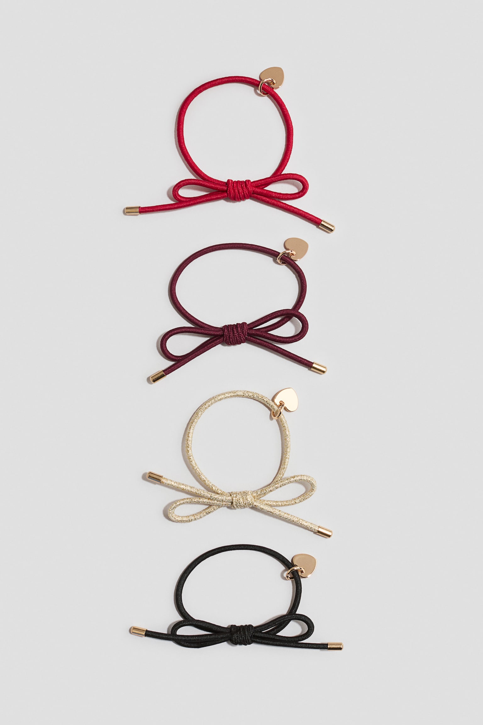 4-pack bow-detail hair elastics - Red/Gold-coloured