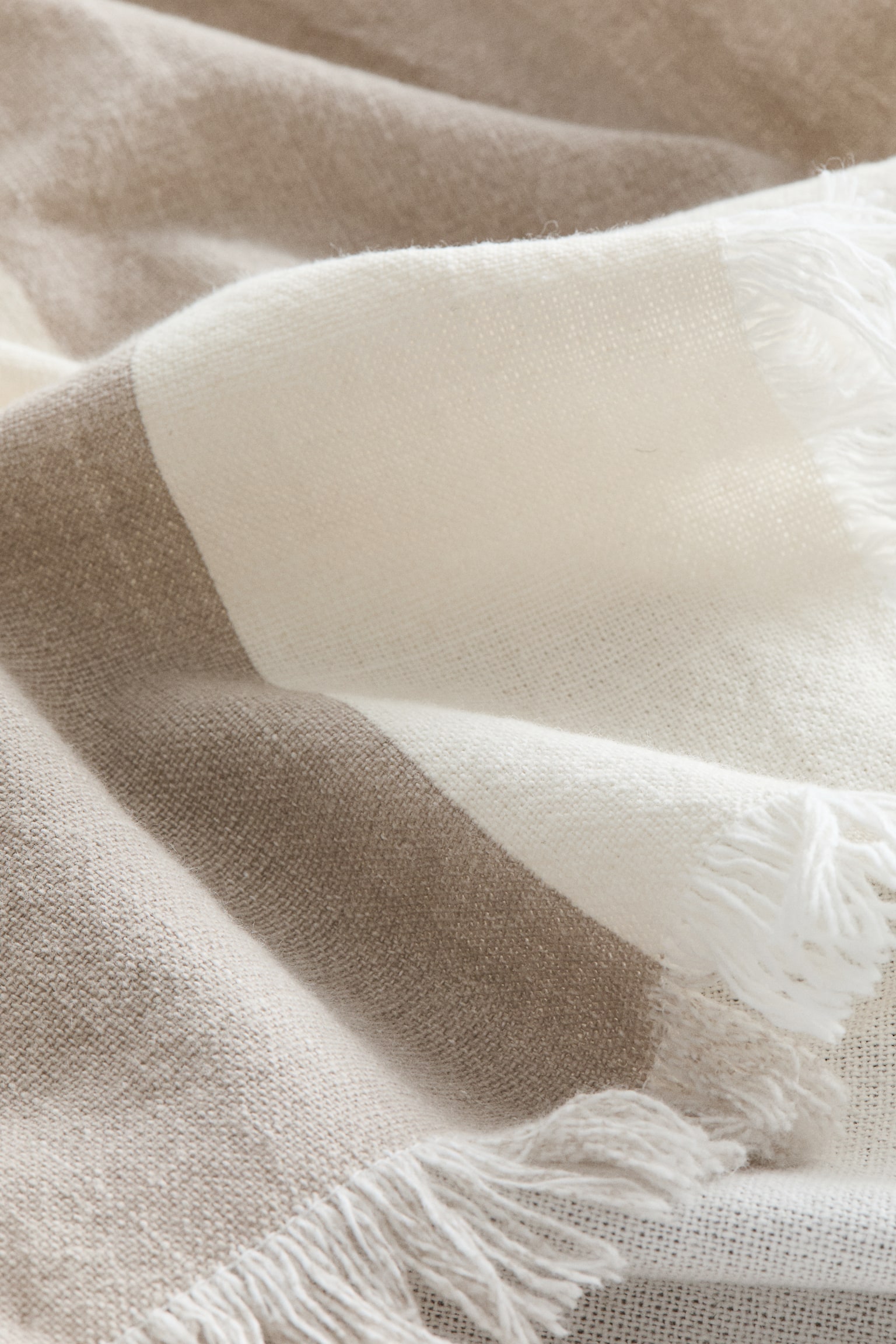 Striped cotton bedspread - Beige/Cream/Pink/Cream - 2