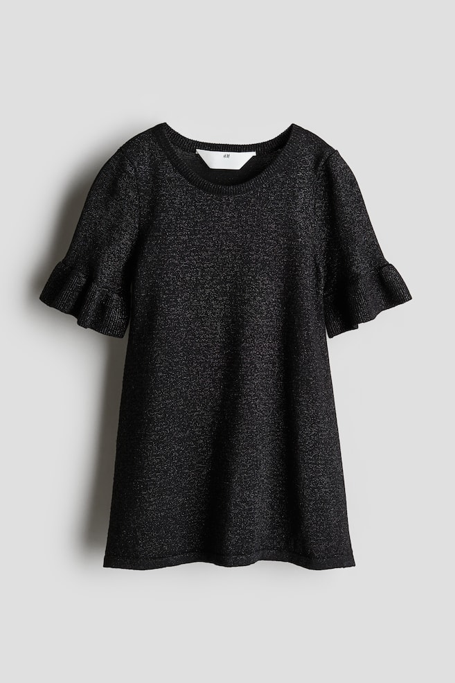 Shimmering knit dress - Black/White/Silver-coloured - 1
