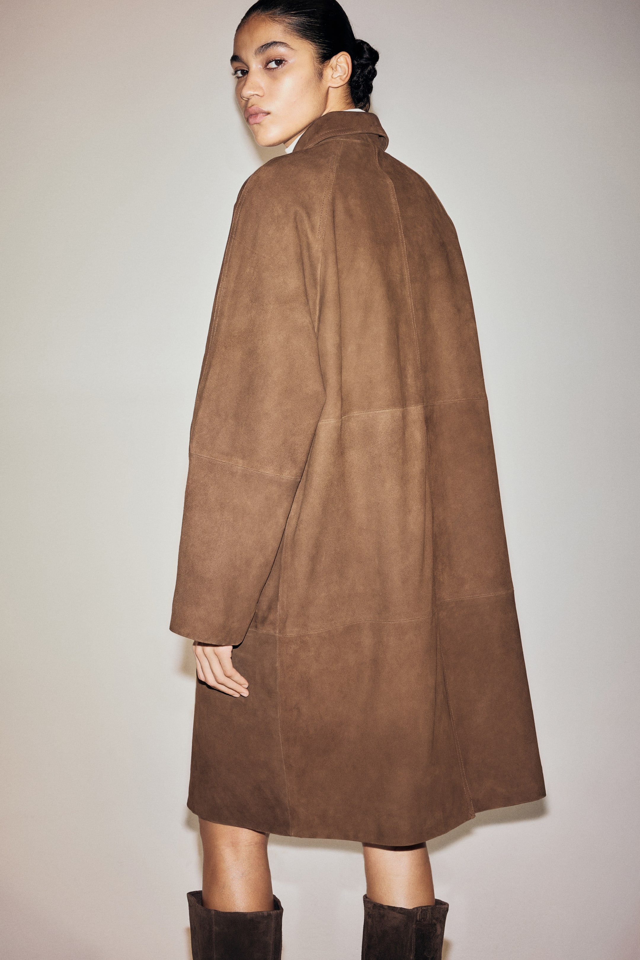 Ver imagen más grande: Abrigo sobretodo de ante - Marrón oscuro - MUJER | H&M ES 3