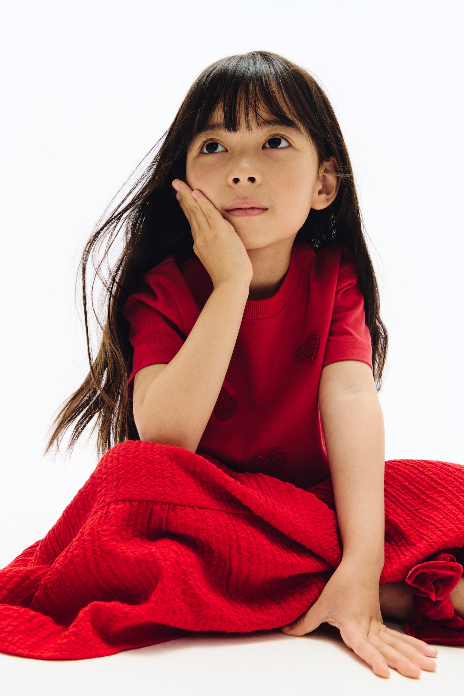 Tiered seersucker skirt - Red - 4