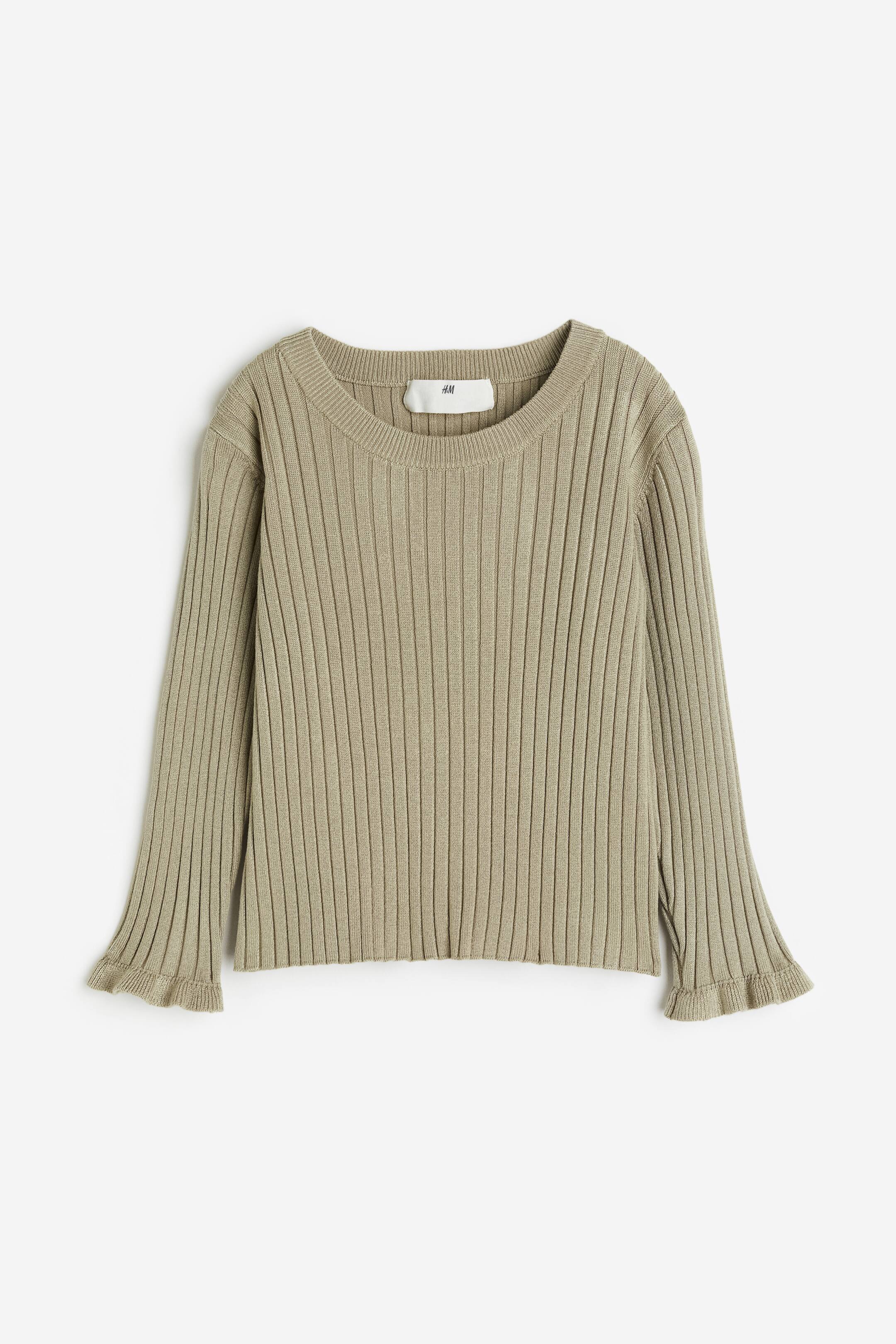 Zobrazit větší obrázek: Svetr z žebrovaného úpletu - Tlumená khaki zelená - DĚTI | H&M CZ 1