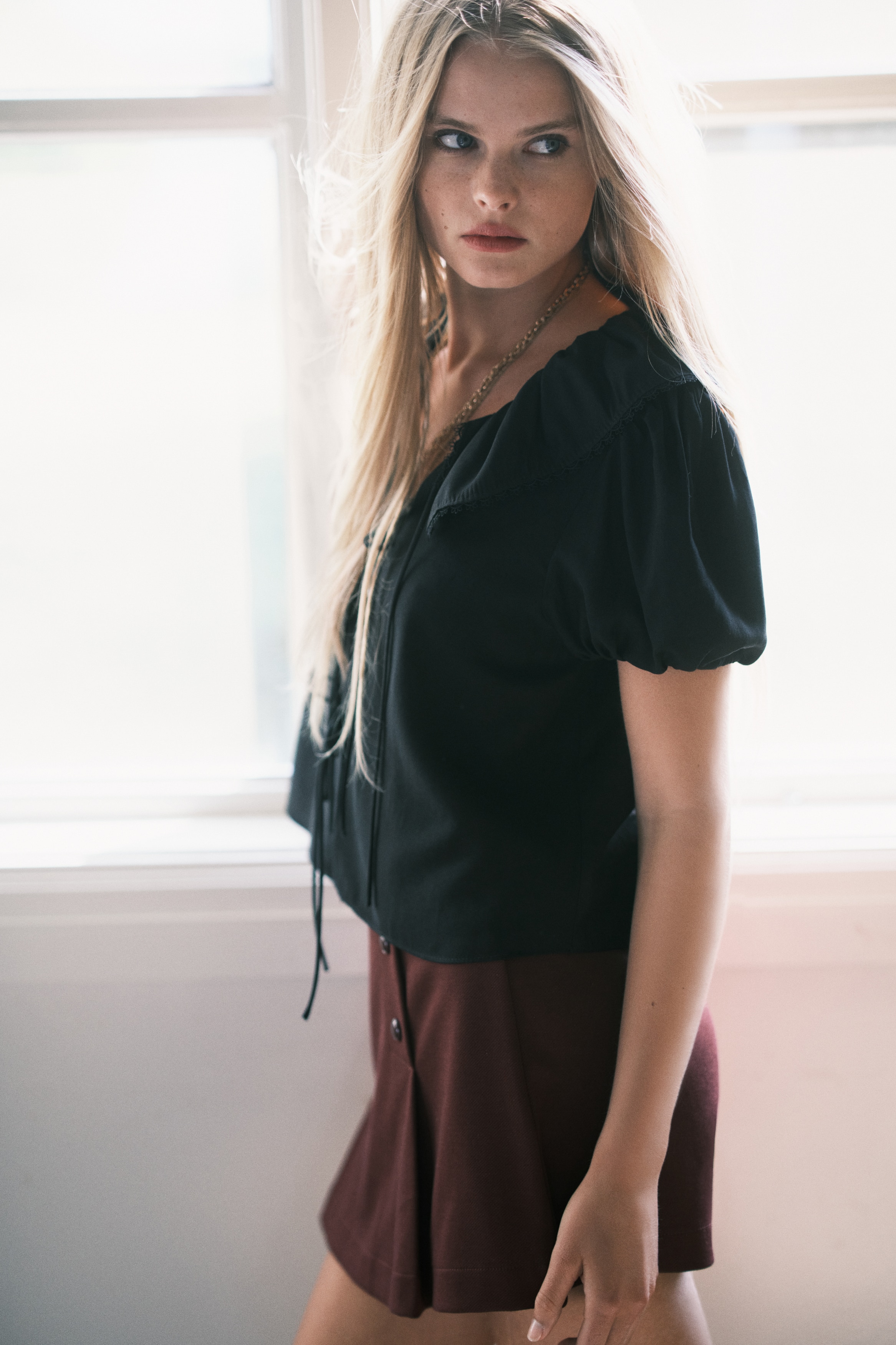 Tie-front blouse