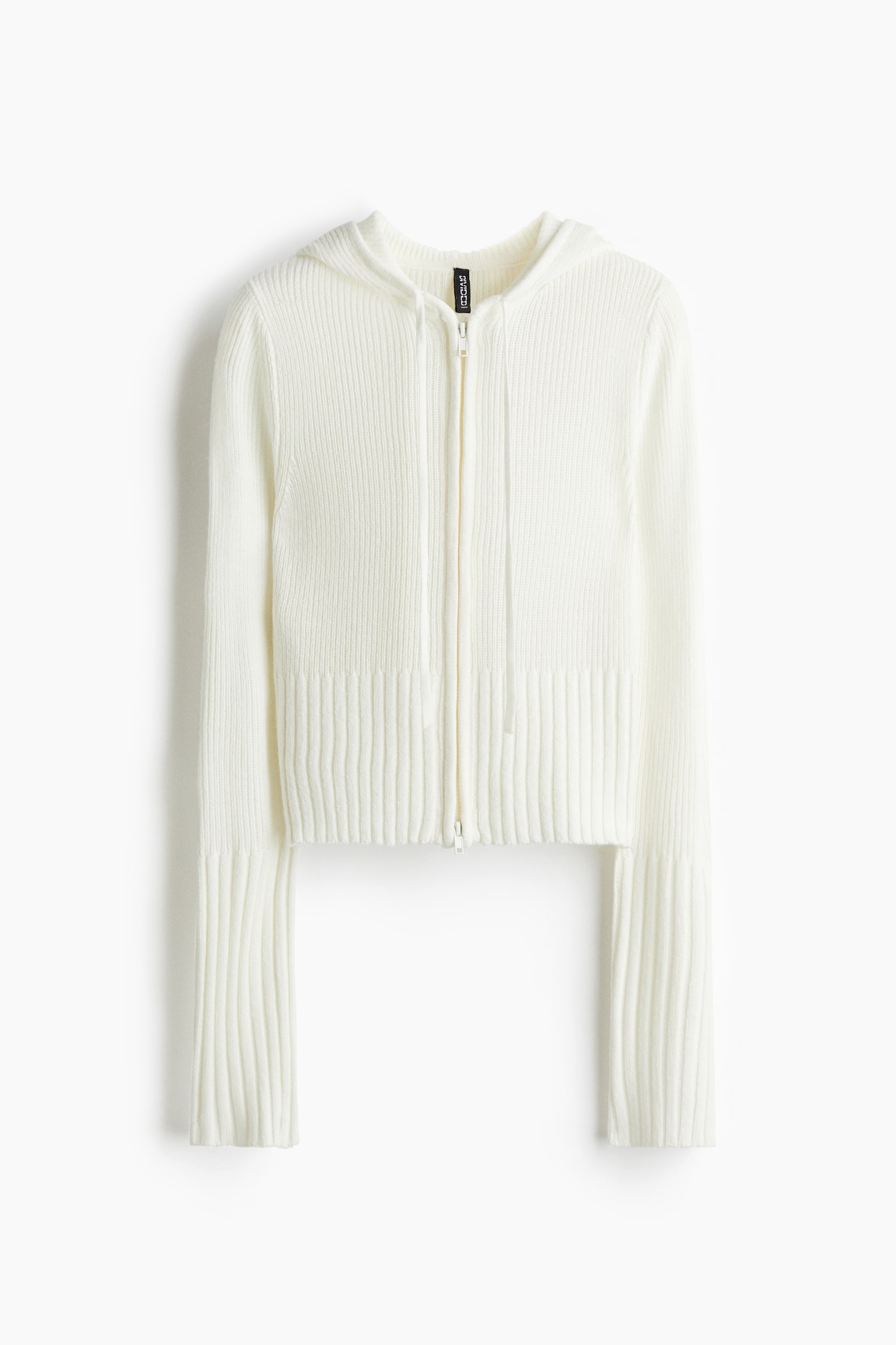 Женский кардиган H&M Hooded Cardigan with Zipper, цвет: Белый — фото 1