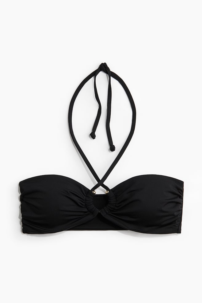 Wattiertes Neckholder-Bikinitop - Schwarz/Dunkelbraun/Hellgelb - 1