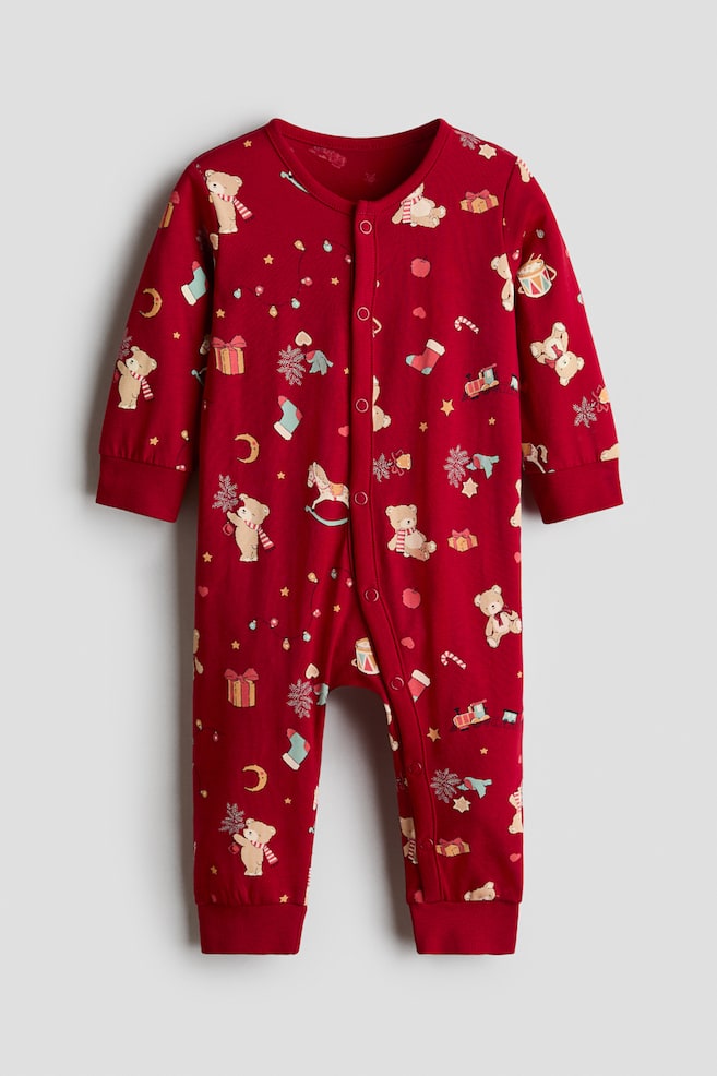Pijama entero de algodón con olanes - Rojo/Navidad/Blanco/Venado/Blanco/Corazones/Beige claro/Christmas - 1