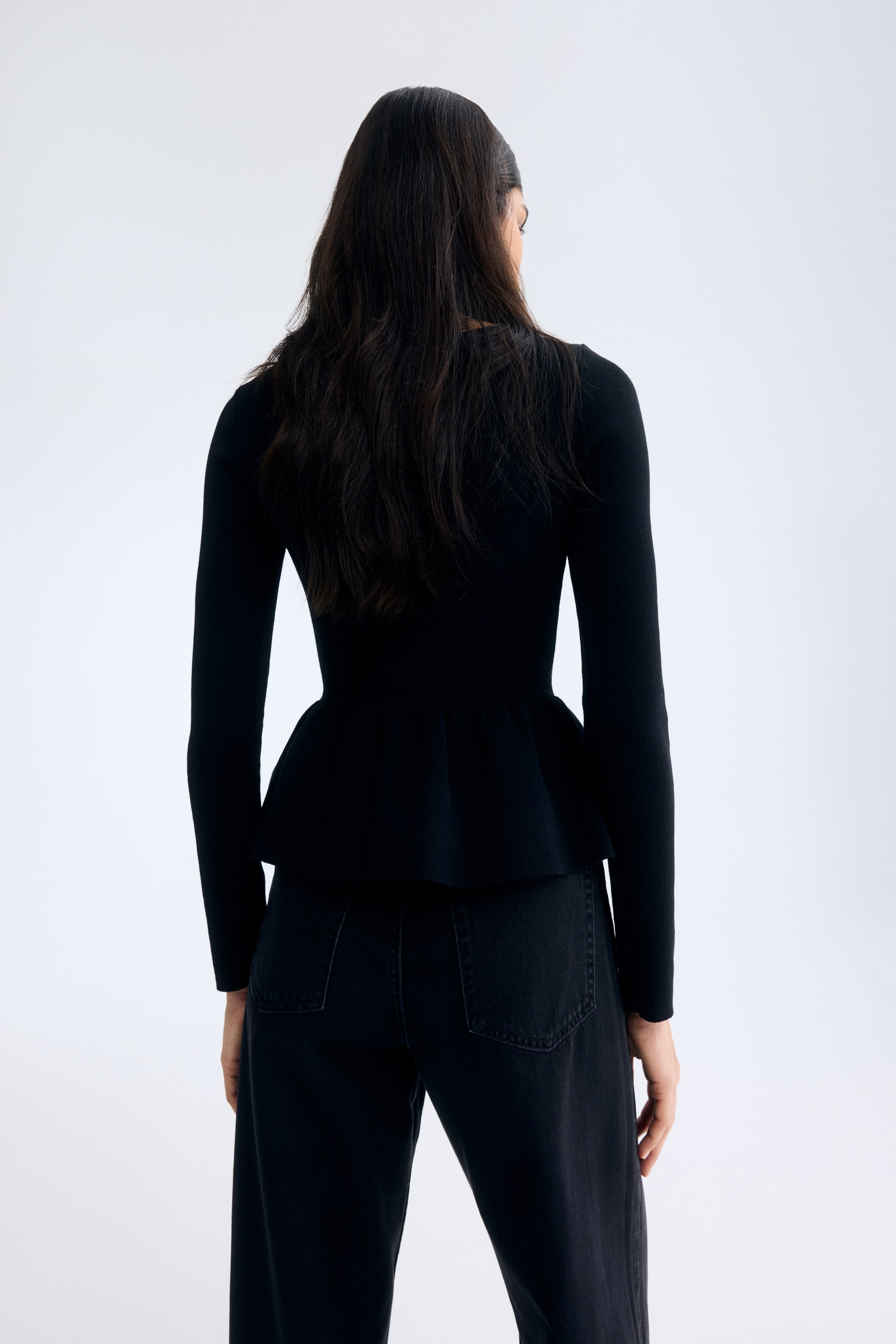 View larger image: Knitted peplum top - Black - Ladies | H&M IN 4