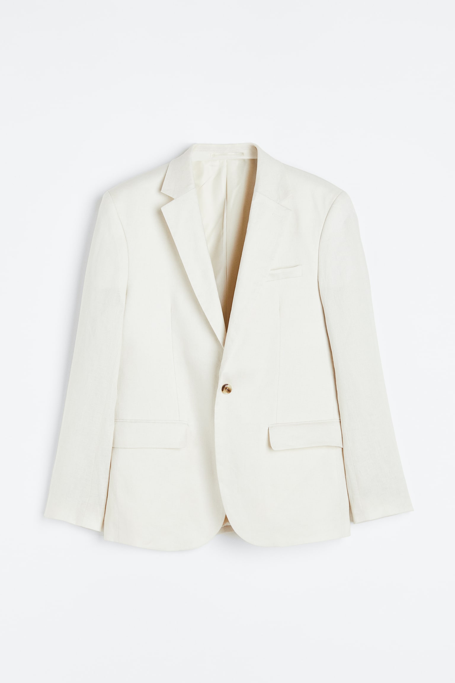 Regular Fit Linen jacket - Light beige/Brown - 1