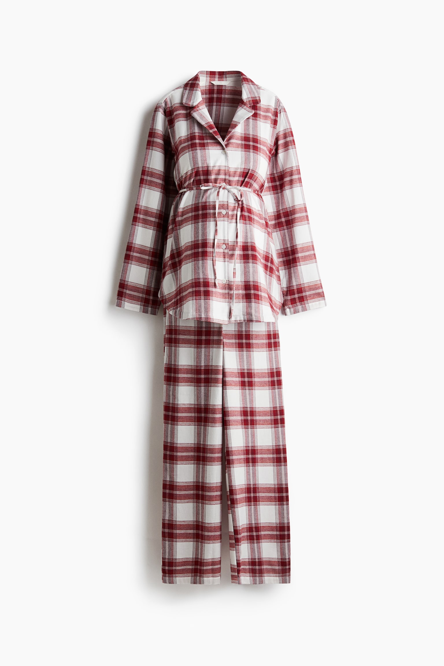 MAMA Cotton flannel pyjamas - Red/White checked/Dark red/Checked - 2